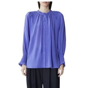 Maria Cher - CABRERA JULIETA BLOUSE Medium Purple 100% silk hi low hem smocked
